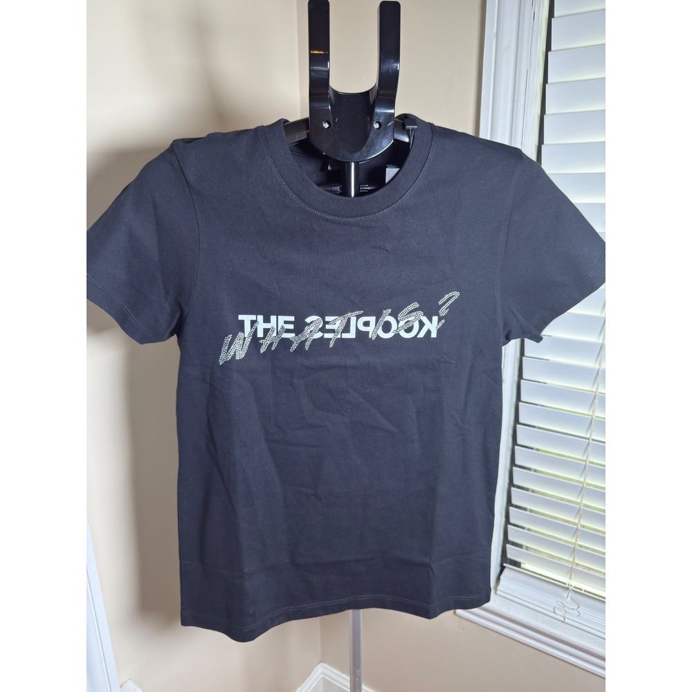 The Kooples Black Rhinestone Logo Graphic T-Shirt French Size 2 NWT‎